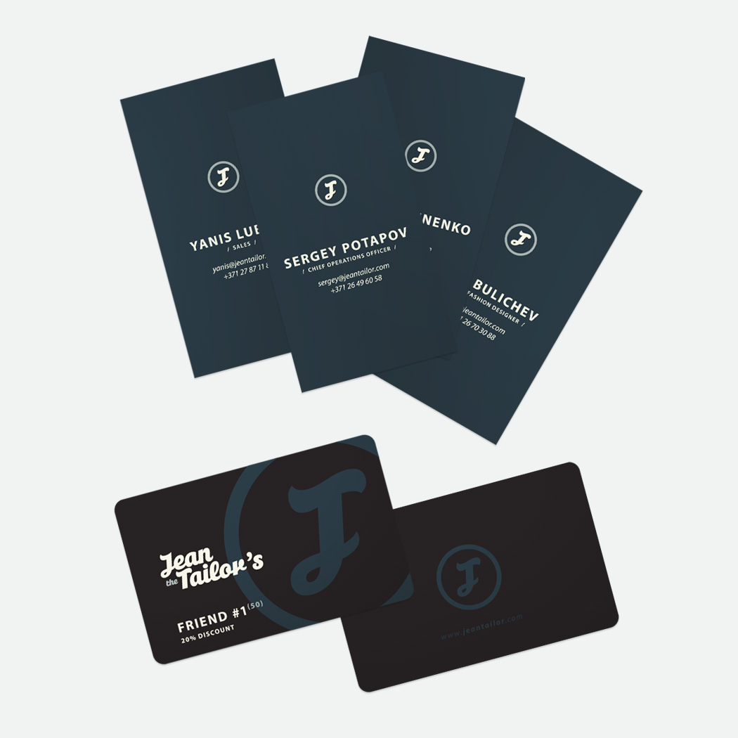 Jean the Tailor Business Card and Friend's Card Design Jean the Tailor Business Card and Friend's Card Design