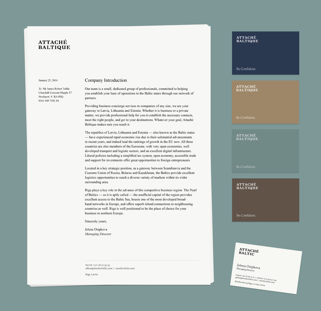 Attaché Baltique blank and business cards maquette Attaché Baltique blank and business cards maquette