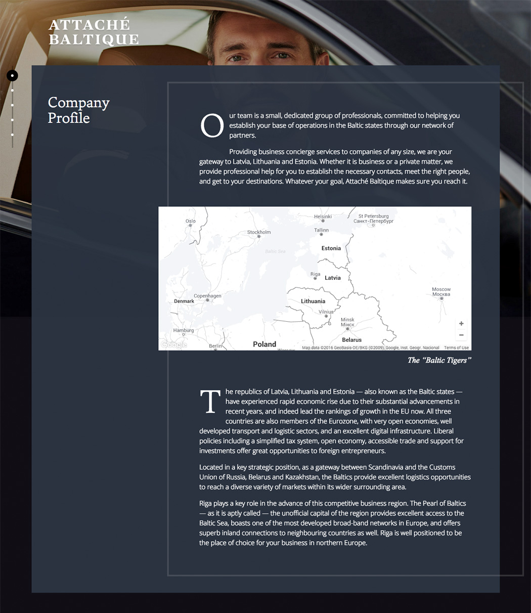 Attaché Baltique landing page design & development Attaché Baltique landing page design & development