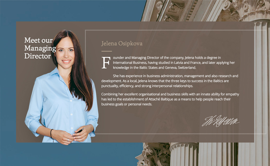 Attaché Baltique landing page design & development Attaché Baltique landing page design & development