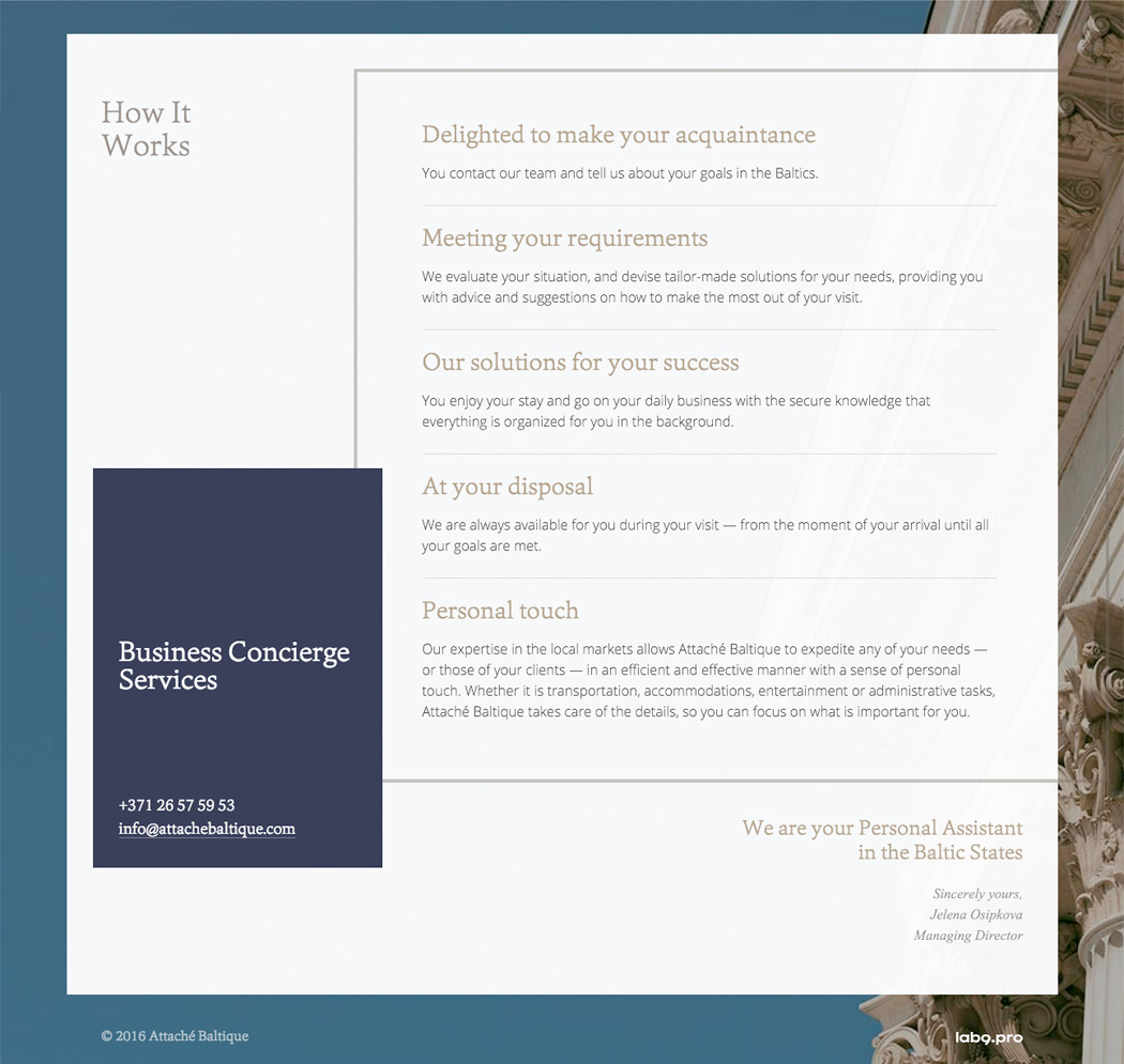 Attaché Baltique landing page design & development Attaché Baltique landing page design & development